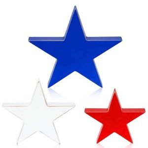 3 Piece Wooden Red, White, & Blue Stars